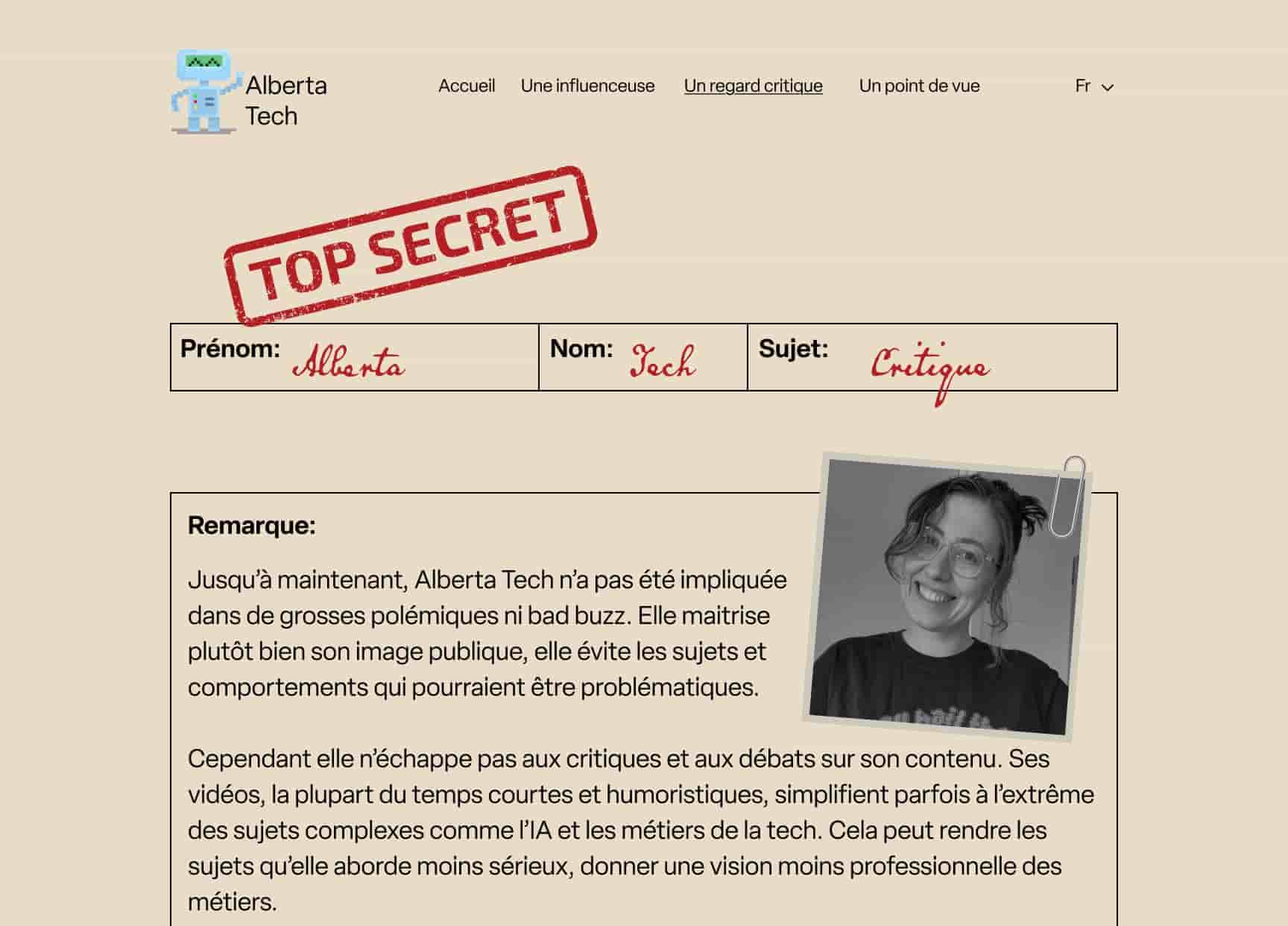 exemple d'un essai de design pour la page critique dans Figma