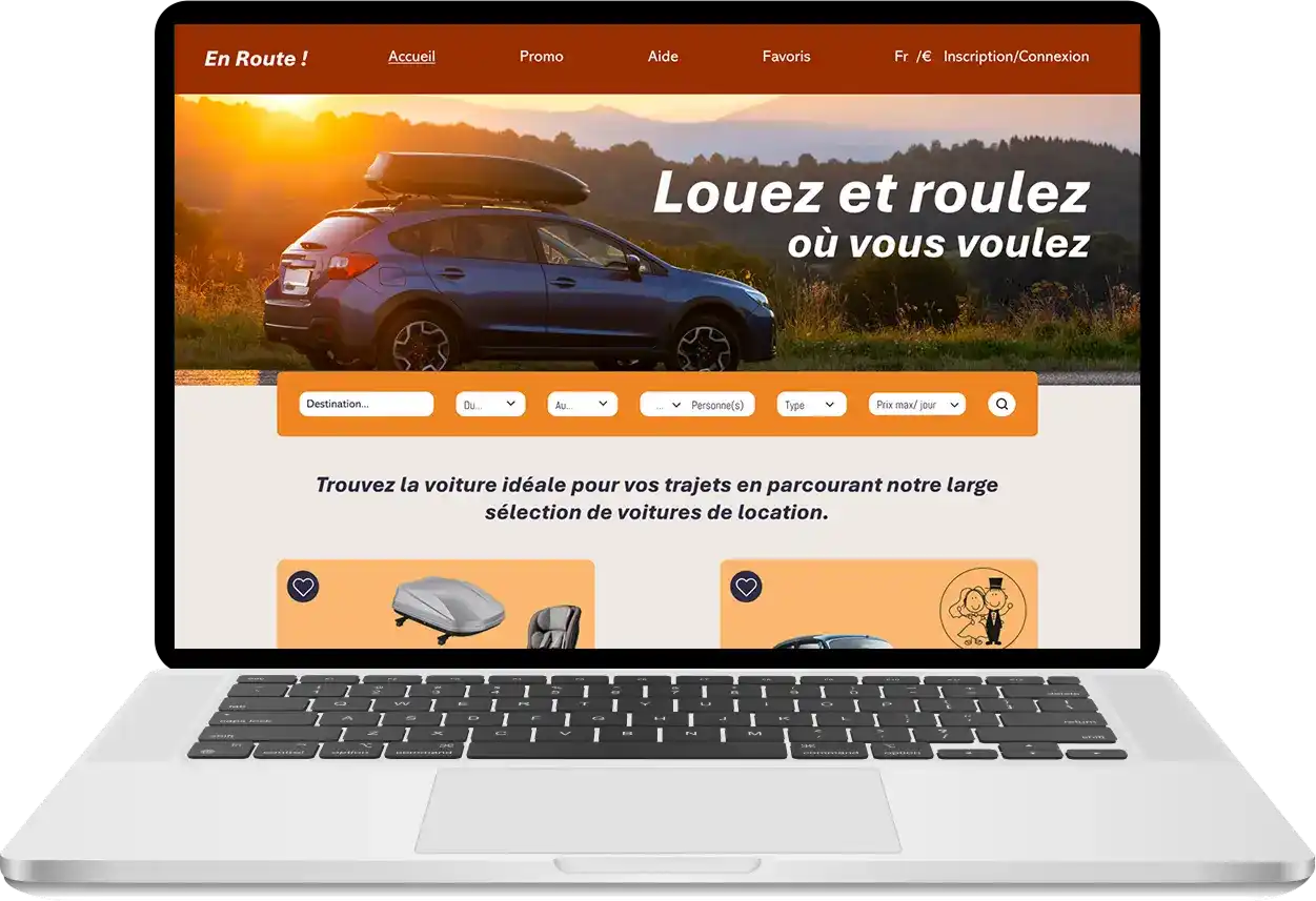 mock-up du site sur ordi