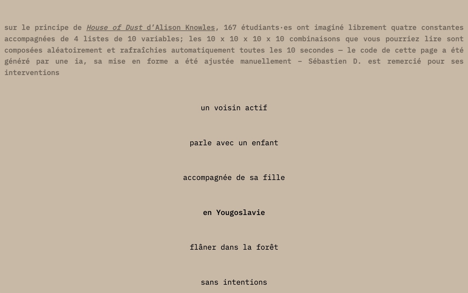 capture d'écran du premier exercice des phrases