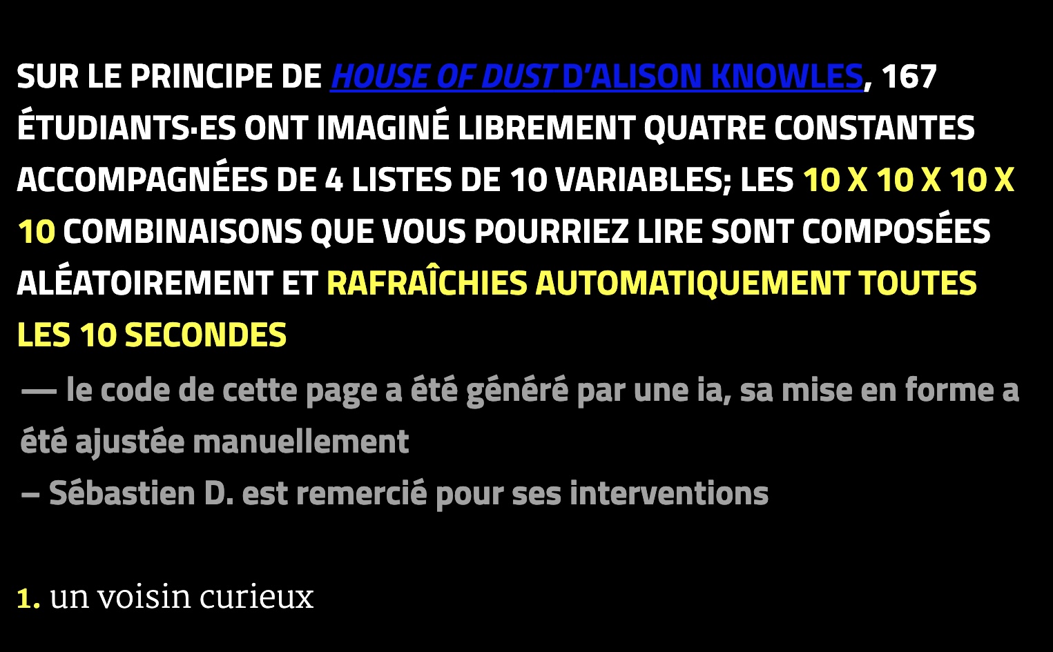 capture d'écran du premier exercice des phrases