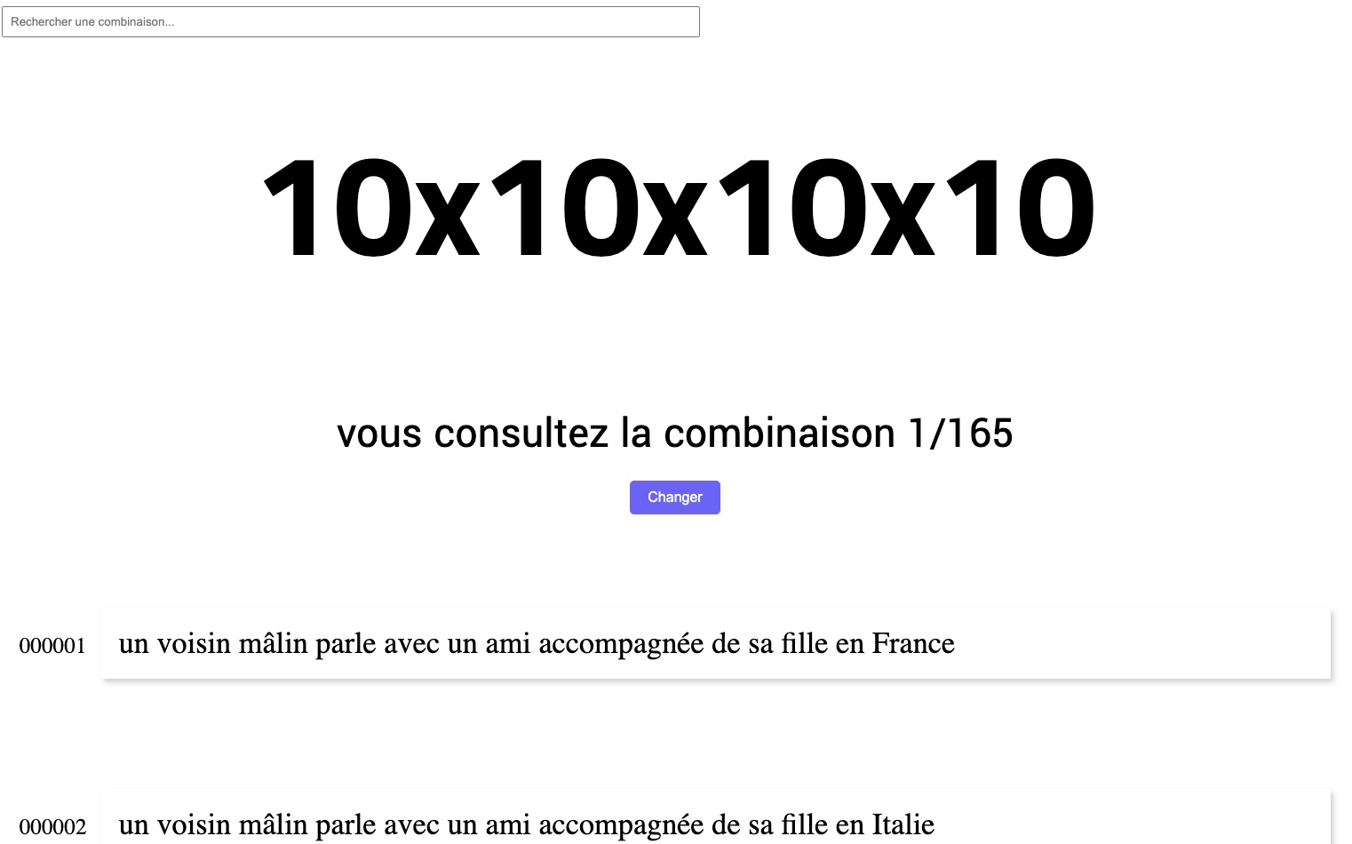 capture d'écran du troisième exercice des phrases