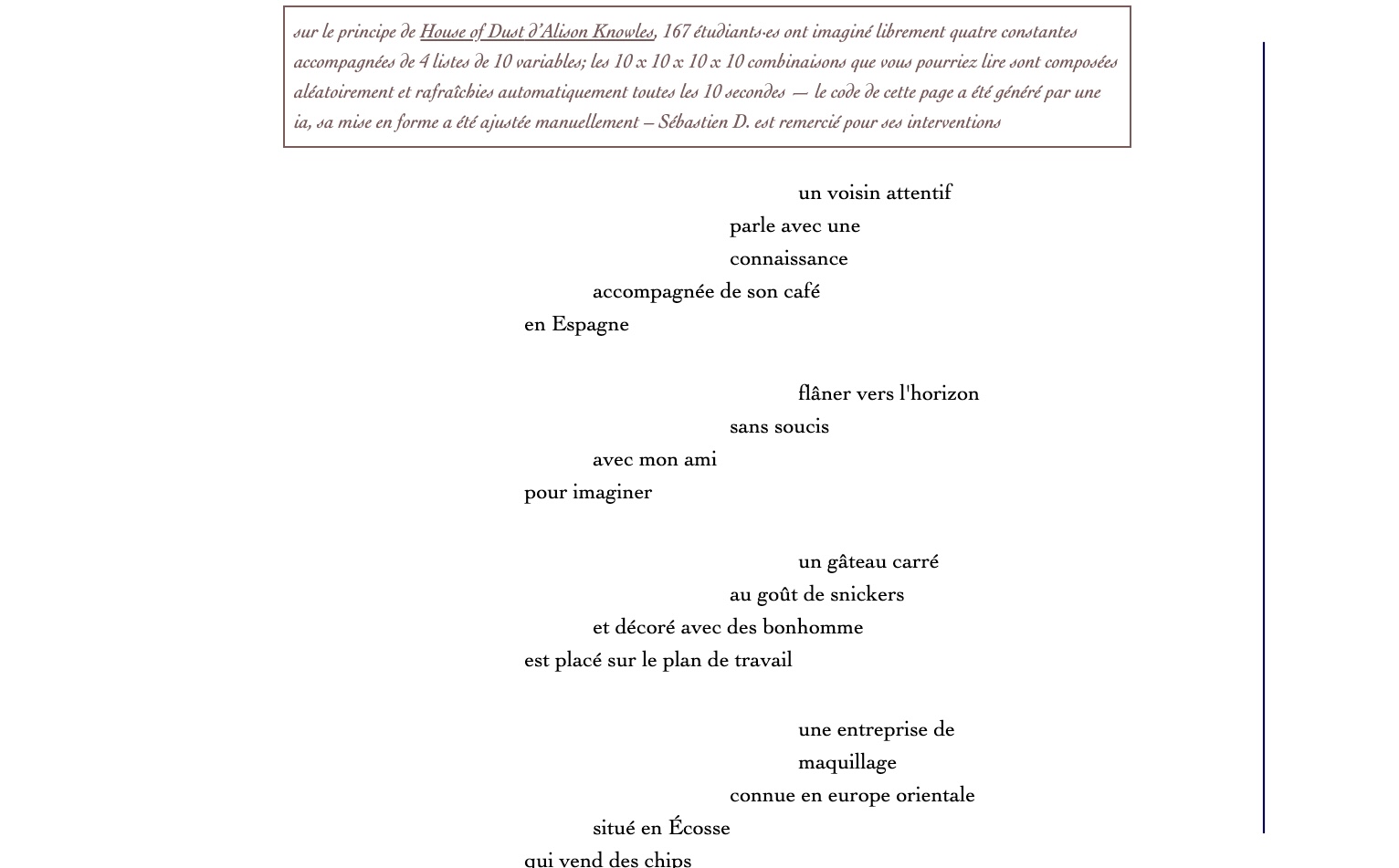 capture d'écran du premier exercice des phrases