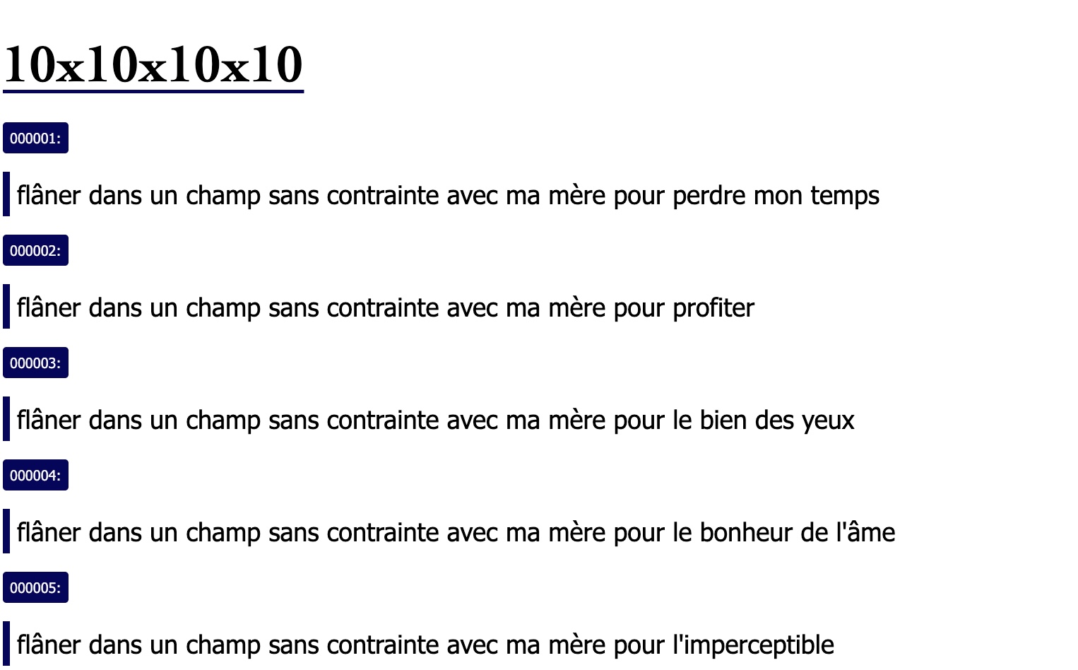 capture d'écran du deuxième exercice des phrases