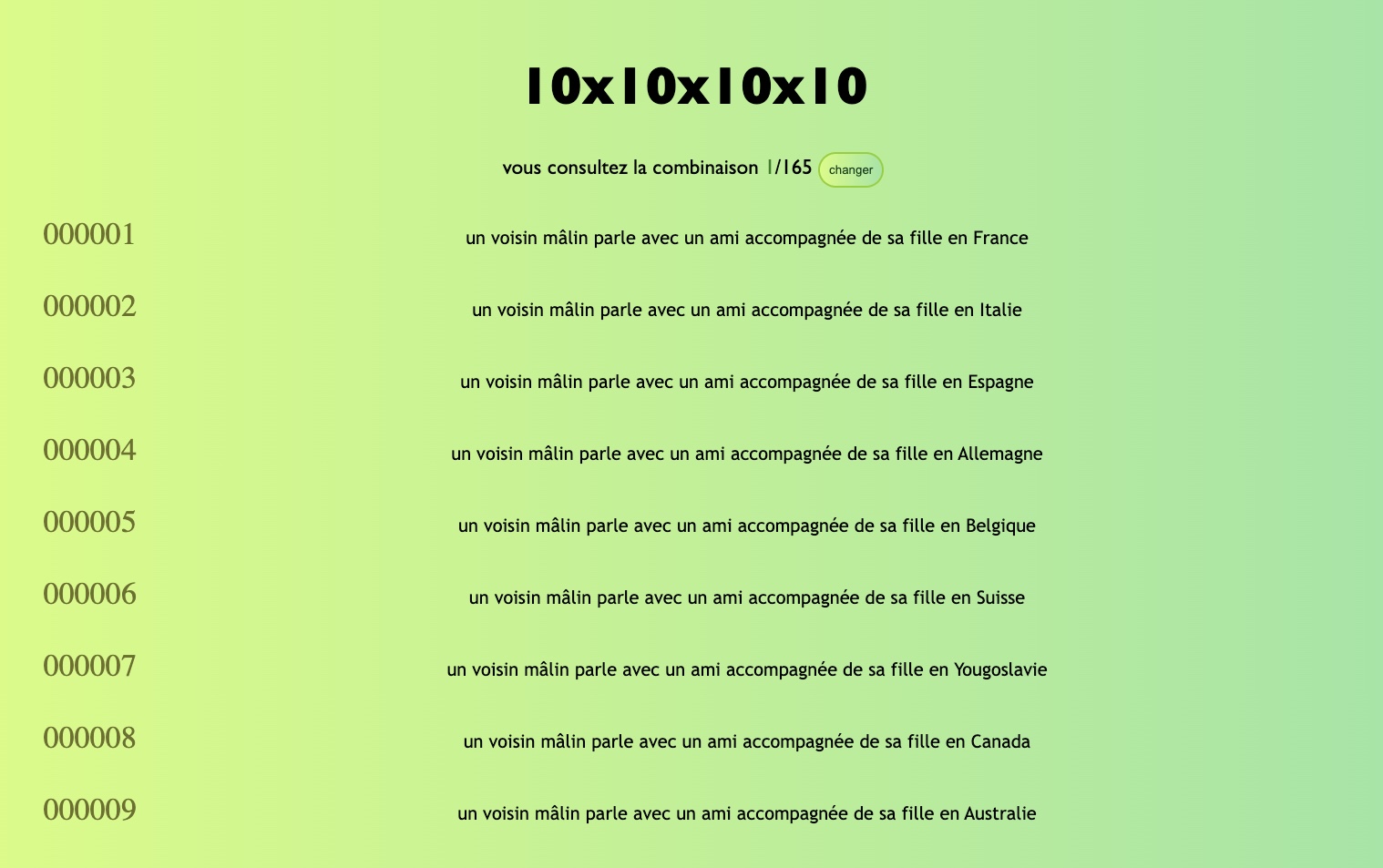 capture d'écran du troisième exercice des phrases