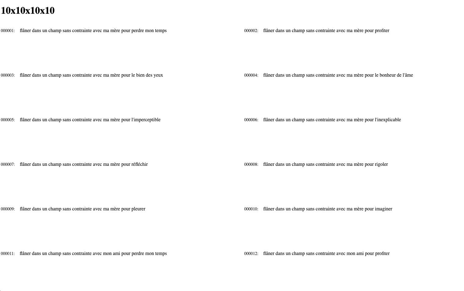 capture d'écran du deuxième exercice des phrases