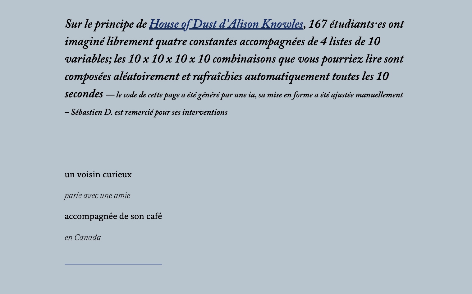 capture d'écran de mon premier exercice des phrases