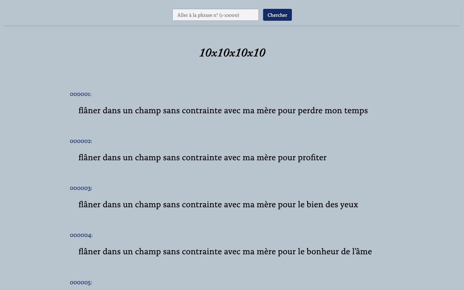 capture d'écran de mon deuxième exercice des phrases