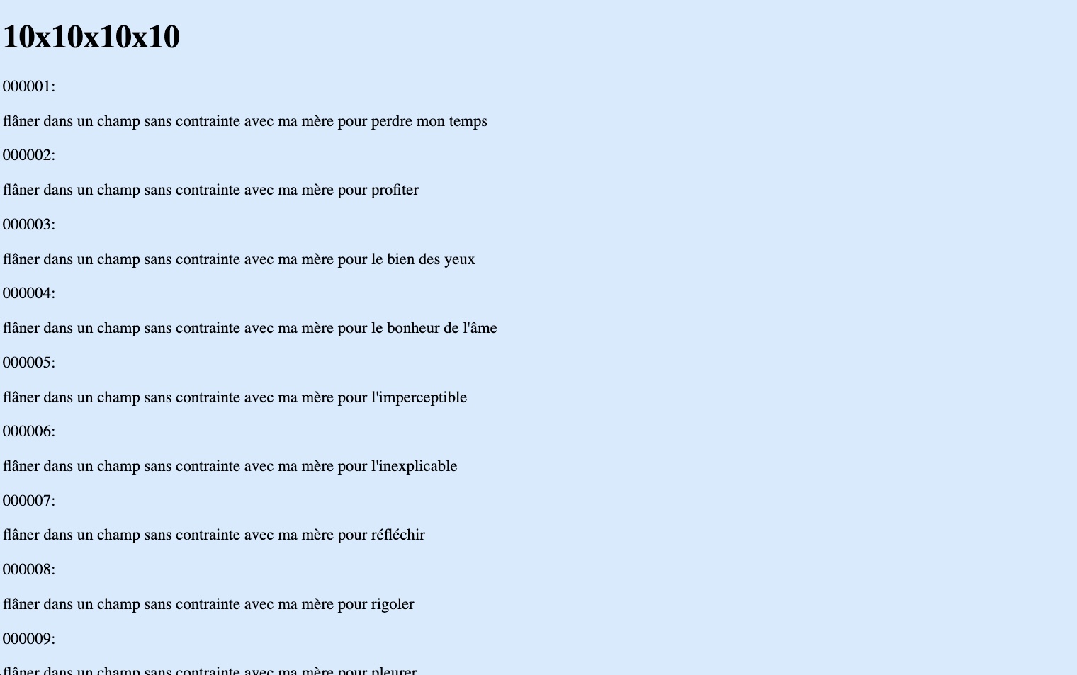 capture d'écran du deuxième exercice des phrases